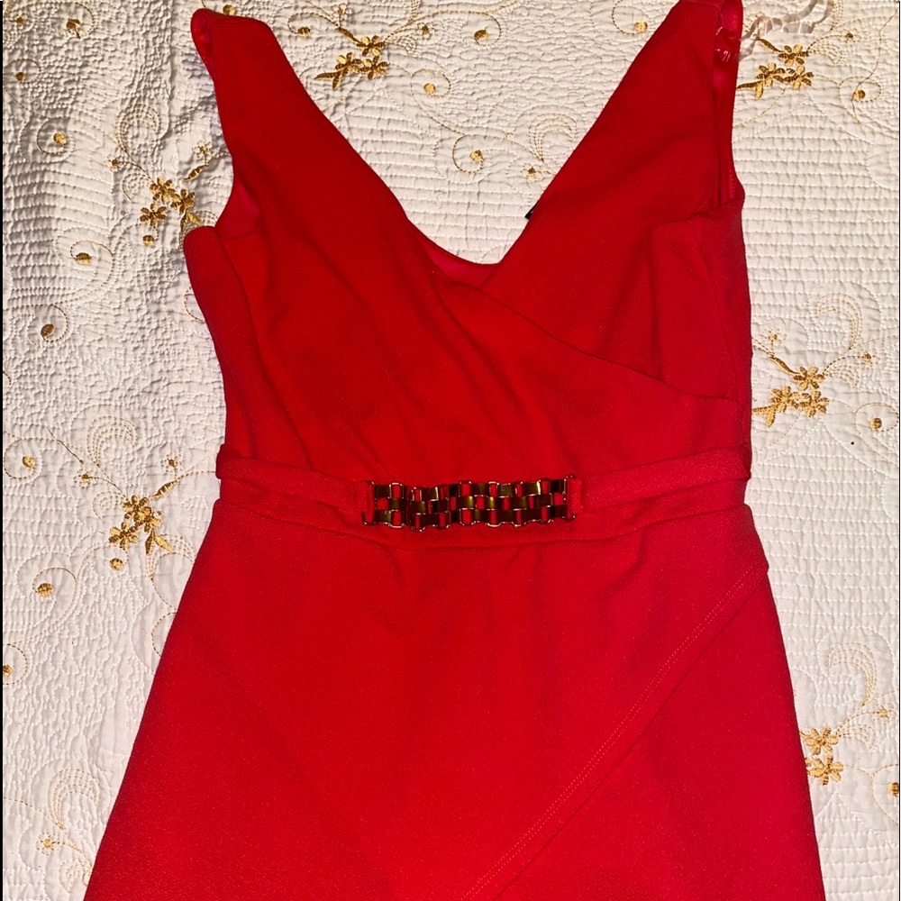 Red Romper with gold belt